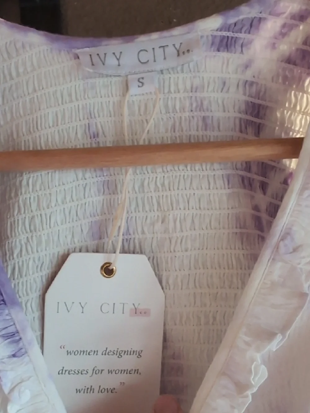 NWT Ivy City Jasmine Lavender Tie-Dye Smocked Dress 100% Cotton